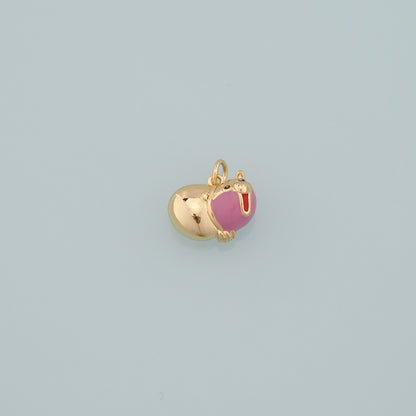 18K Gold Filled Pig Pendant,Enamel Animal Charm Bracelet Necklace for DIY Jewelry Making Supply