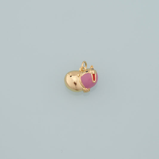 18K Gold Filled Pig Pendant,Enamel Animal Charm Bracelet Necklace for DIY Jewelry Making Supply