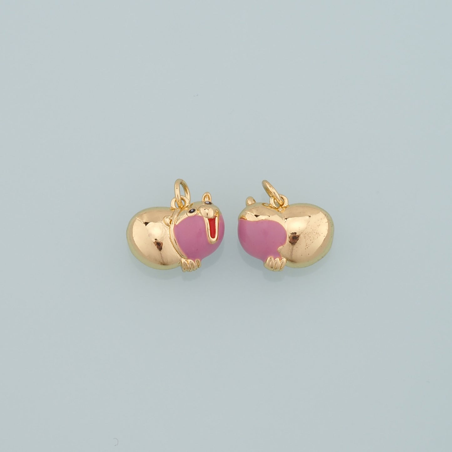 18K Gold Filled Pig Pendant,Enamel Animal Charm Bracelet Necklace for DIY Jewelry Making Supply