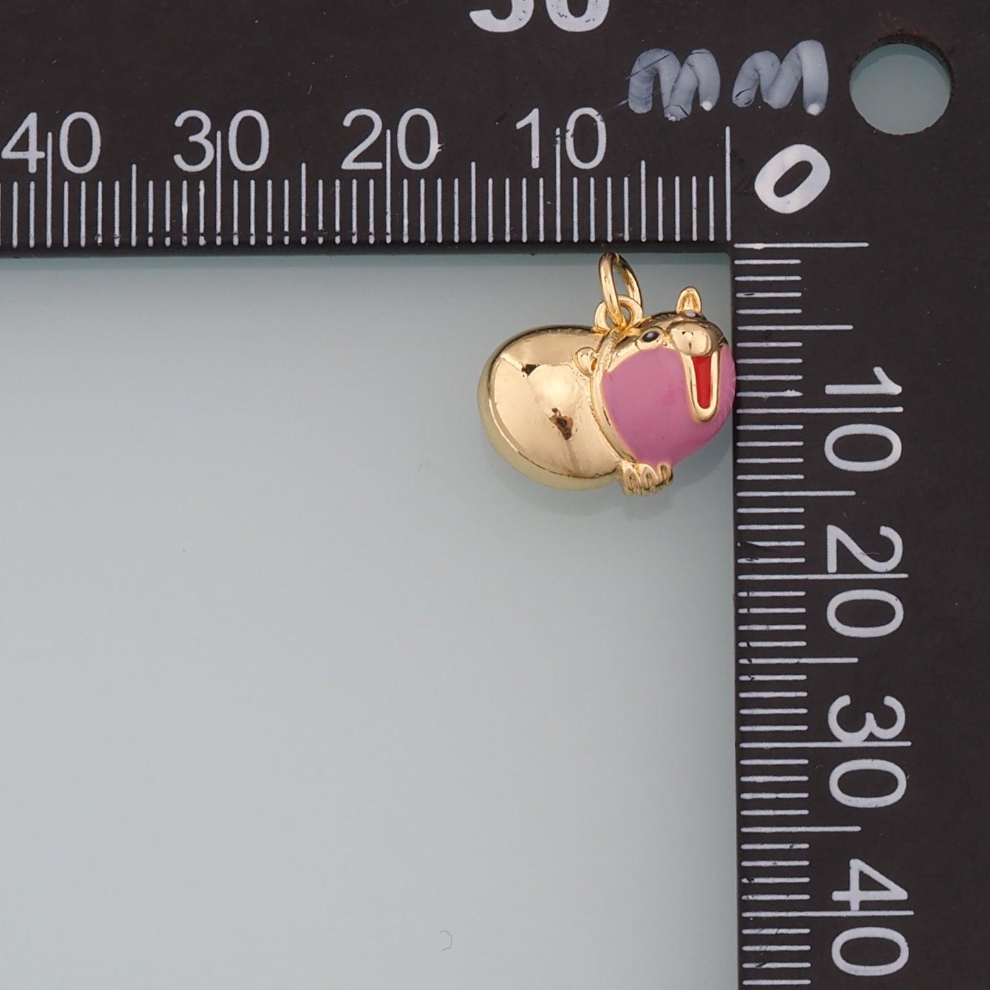 18K Gold Filled Pig Pendant,Enamel Animal Charm Bracelet Necklace for DIY Jewelry Making Supply