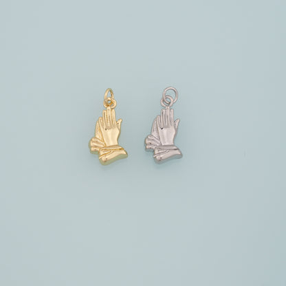 Gold Hand Charms,18K Gold Filled Gesture Pendant,Hand Charm Bracelet Necklace for DIY Jewelry Making Supply