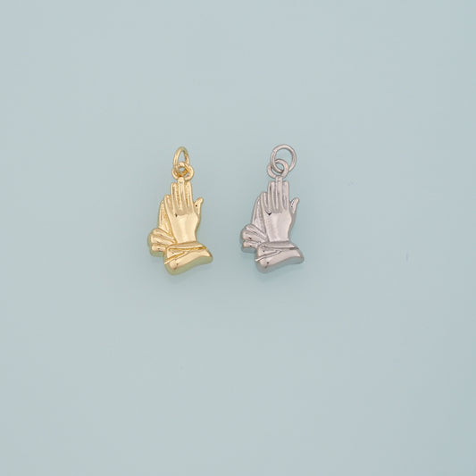 Gold Hand Charms,18K Gold Filled Gesture Pendant,Hand Charm Bracelet Necklace for DIY Jewelry Making Supply