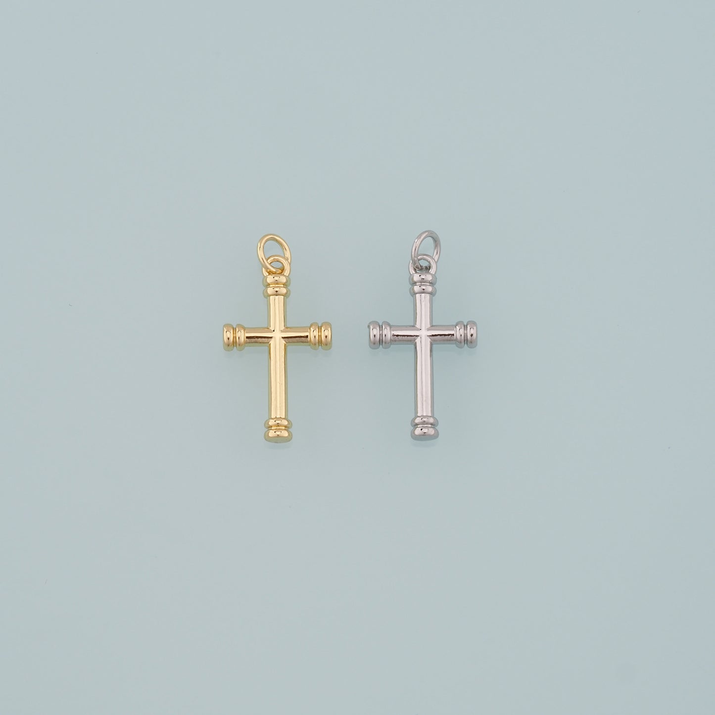 Gold Cross Charms,18K Gold Filled Cross Pendant,Religion Charm Bracelet Necklace for DIY Jewelry Making Supply