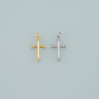 Gold Cross Charms,18K Gold Filled Cross Pendant,Religion Charm Bracelet Necklace for DIY Jewelry Making Supply