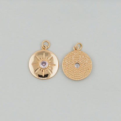 Gold Sun Charms,18K Gold Filled Sun Pendant,Celestial Charm Bracelet Necklace for DIY Jewelry Making Supply