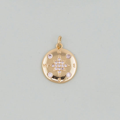 Gold Compass Charms,18K Gold Filled Starburst Pendant,North Star Charm Bracelet Necklace for DIY Jewelry Making Supply
