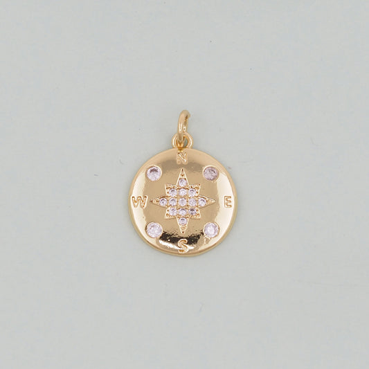 Gold Compass Charms,18K Gold Filled Starburst Pendant,North Star Charm Bracelet Necklace for DIY Jewelry Making Supply