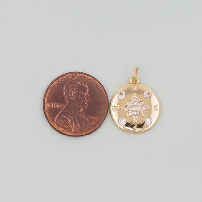 Gold Compass Charms,18K Gold Filled Starburst Pendant,North Star Charm Bracelet Necklace for DIY Jewelry Making Supply