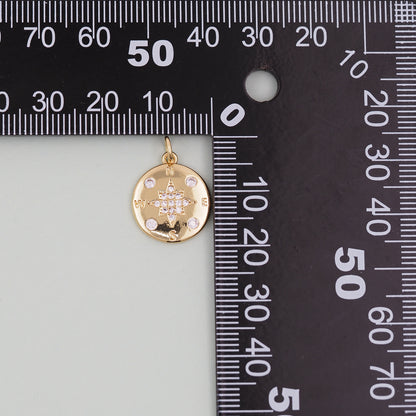 Gold Compass Charms,18K Gold Filled Starburst Pendant,North Star Charm Bracelet Necklace for DIY Jewelry Making Supply
