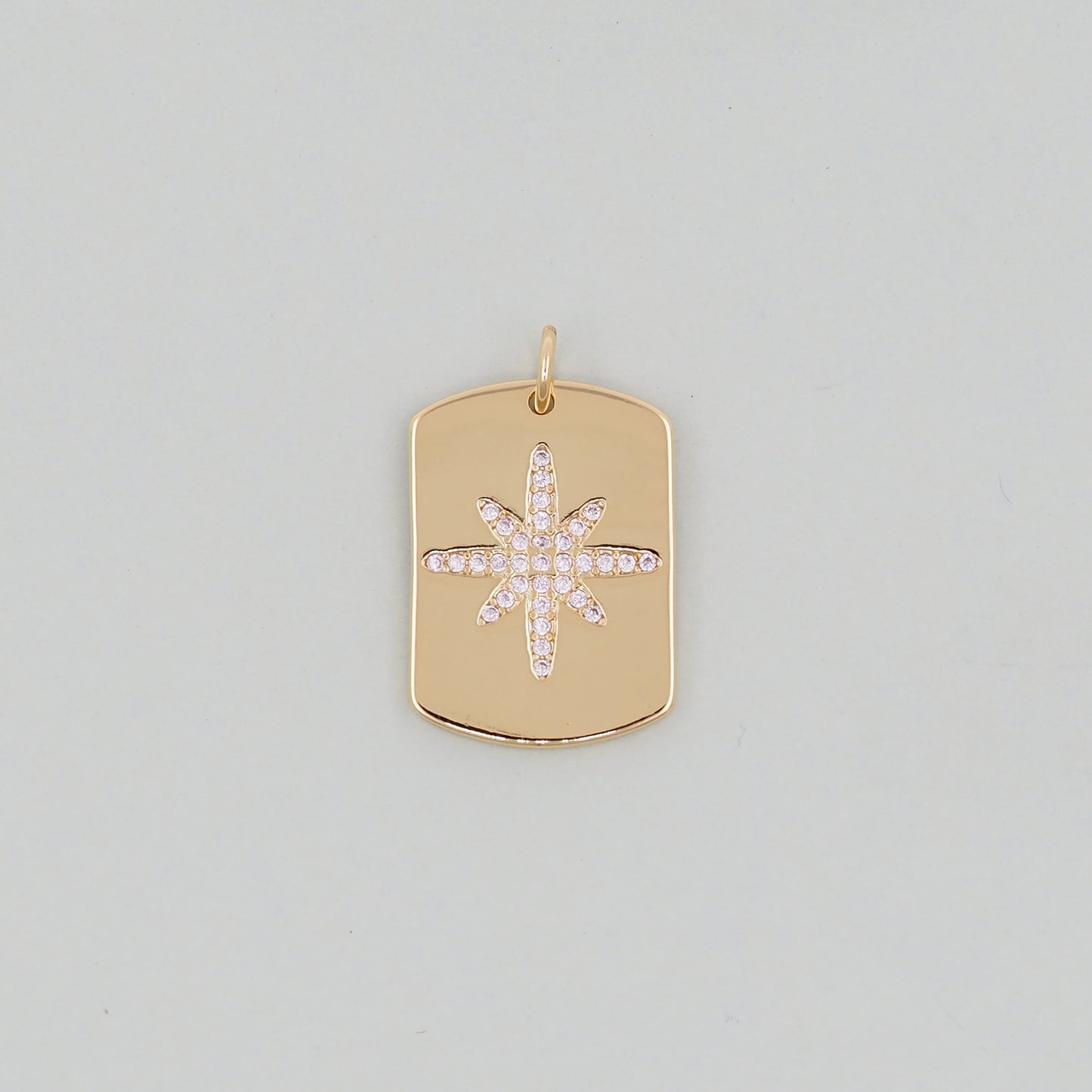 Gold rectangle north star Charms,18K Gold Filled Starburst Pendant,North Star Charm Bracelet Necklace for DIY Jewelry Making Supply