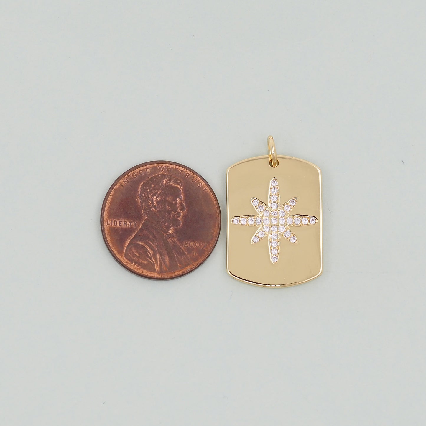 Gold rectangle north star Charms,18K Gold Filled Starburst Pendant,North Star Charm Bracelet Necklace for DIY Jewelry Making Supply