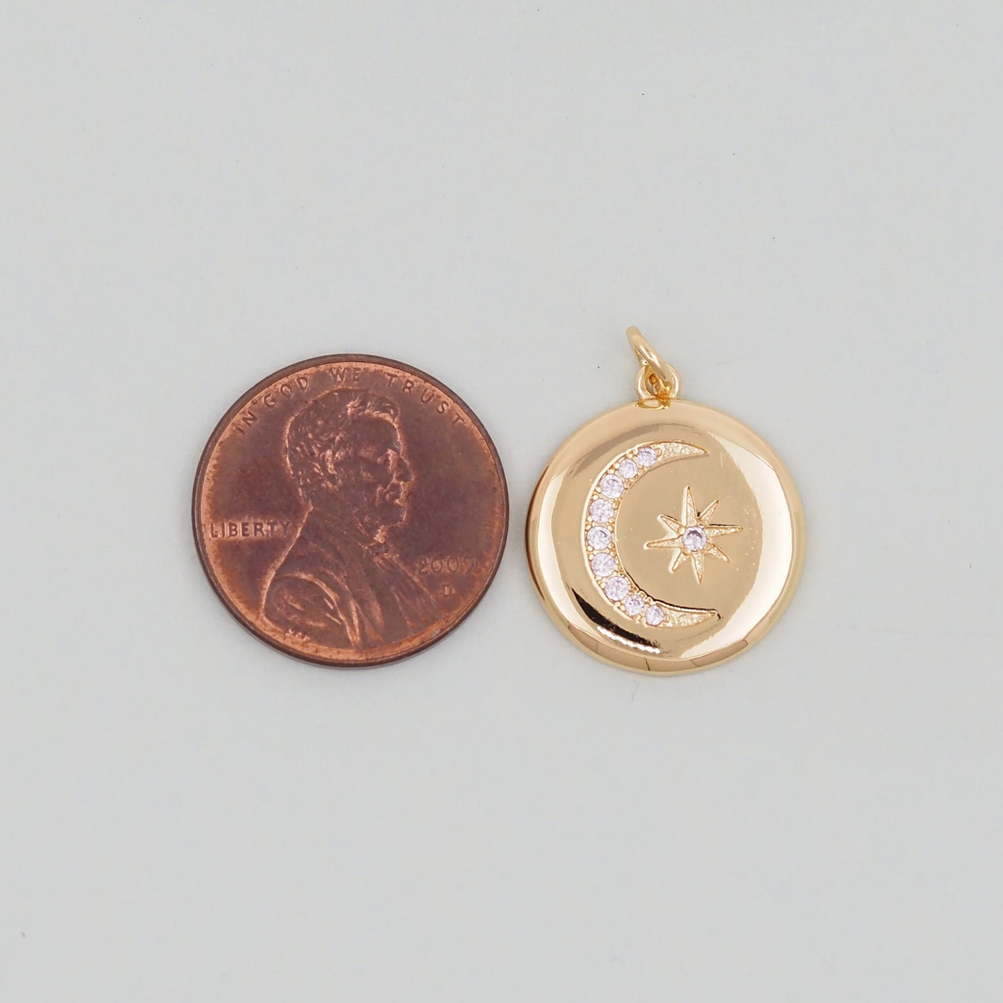 Gold Moon Star Charms,18K Gold Filled CZ Moon Pendant,Celestial Charm Bracelet Necklace for DIY Jewelry Making Supply