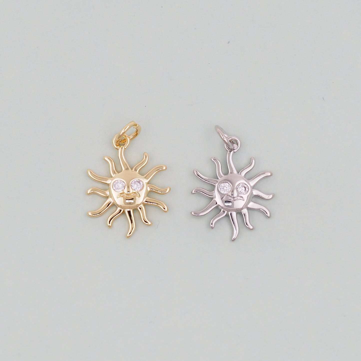 Gold CZ Sun Charms,18K Gold Filled Sun Pendant,Celestial Charm Bracelet Necklace for DIY Jewelry Making Supply