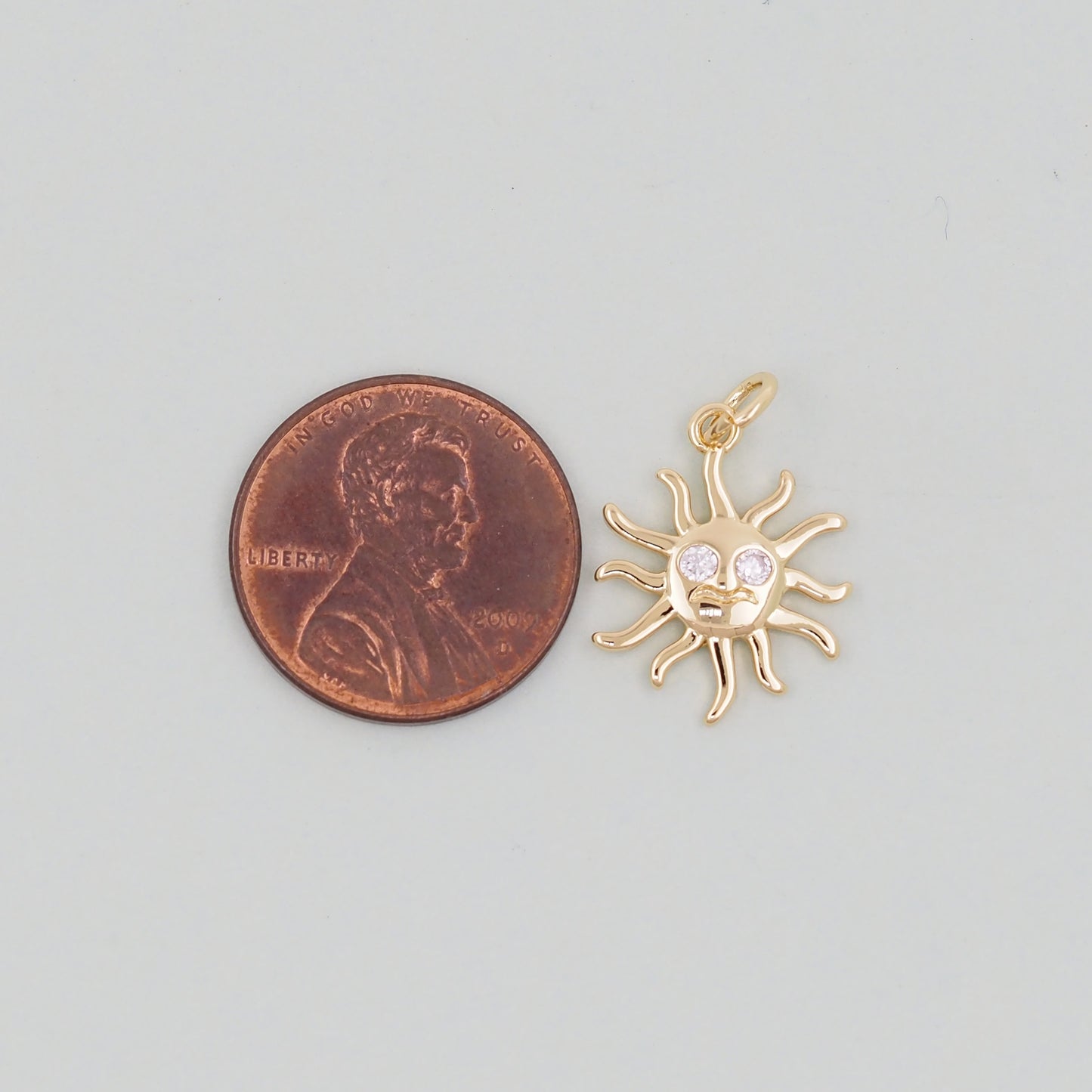 Gold CZ Sun Charms,18K Gold Filled Sun Pendant,Celestial Charm Bracelet Necklace for DIY Jewelry Making Supply