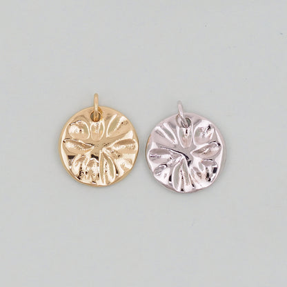 Gold Geometry Charms,18K Gold Filled Round Coin Pendant,geometry Charm Bracelet Necklace for DIY Jewelry Making Supply