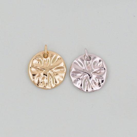 Gold Geometry Charms,18K Gold Filled Round Coin Pendant,geometry Charm Bracelet Necklace for DIY Jewelry Making Supply