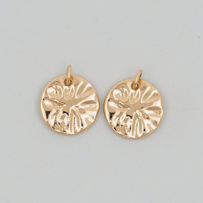 Gold Geometry Charms,18K Gold Filled Round Coin Pendant,geometry Charm Bracelet Necklace for DIY Jewelry Making Supply