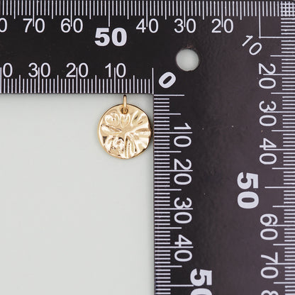 Gold Geometry Charms,18K Gold Filled Round Coin Pendant,geometry Charm Bracelet Necklace for DIY Jewelry Making Supply