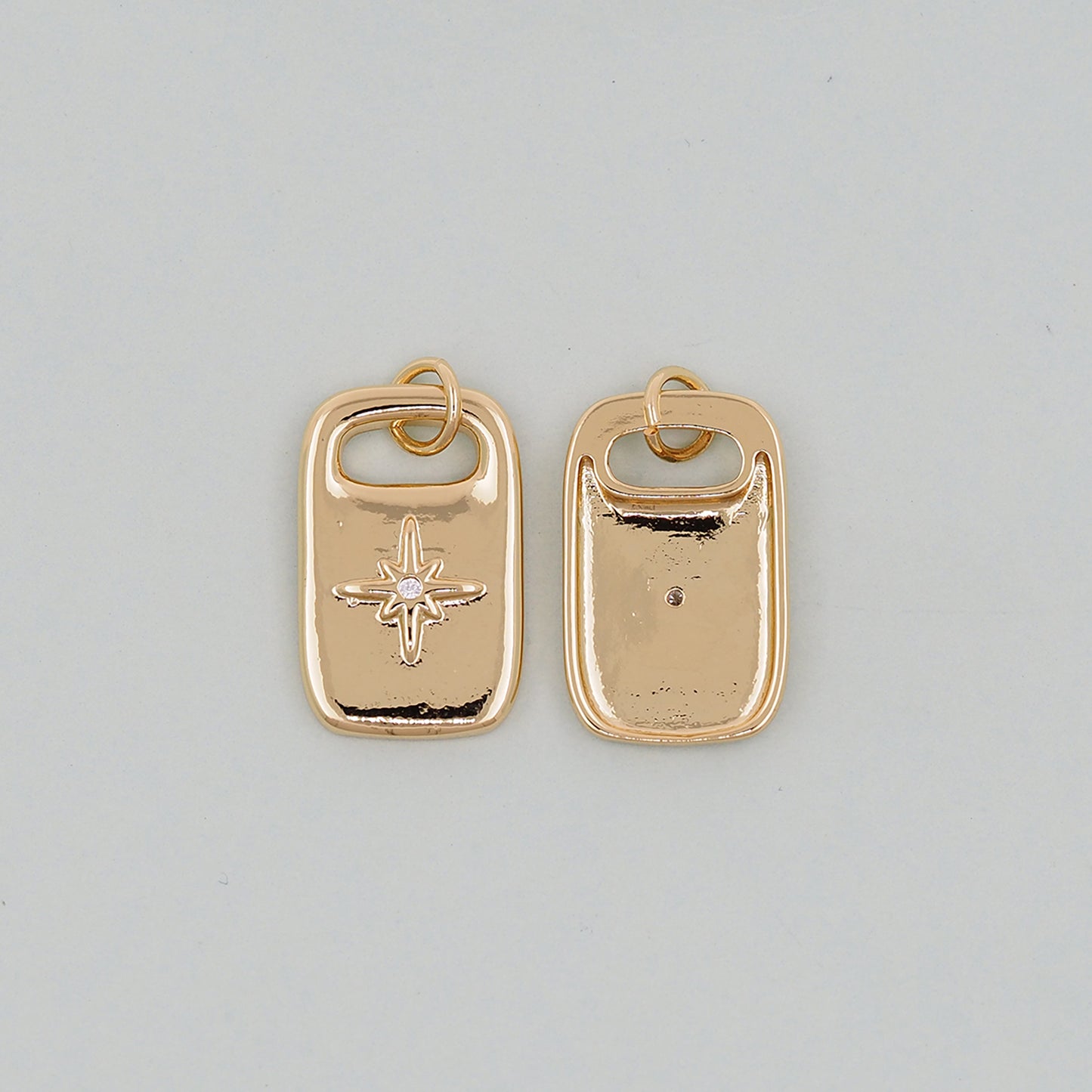 Gold rectangle north star Charms,18K Gold Filled Starburst Pendant,North Star Charm Bracelet Necklace for DIY Jewelry Making Supply