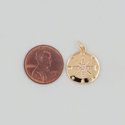 Gold Compass Charms,18K Gold Filled Starburst Pendant,North Star Charm Bracelet Necklace for DIY Jewelry Making Supply