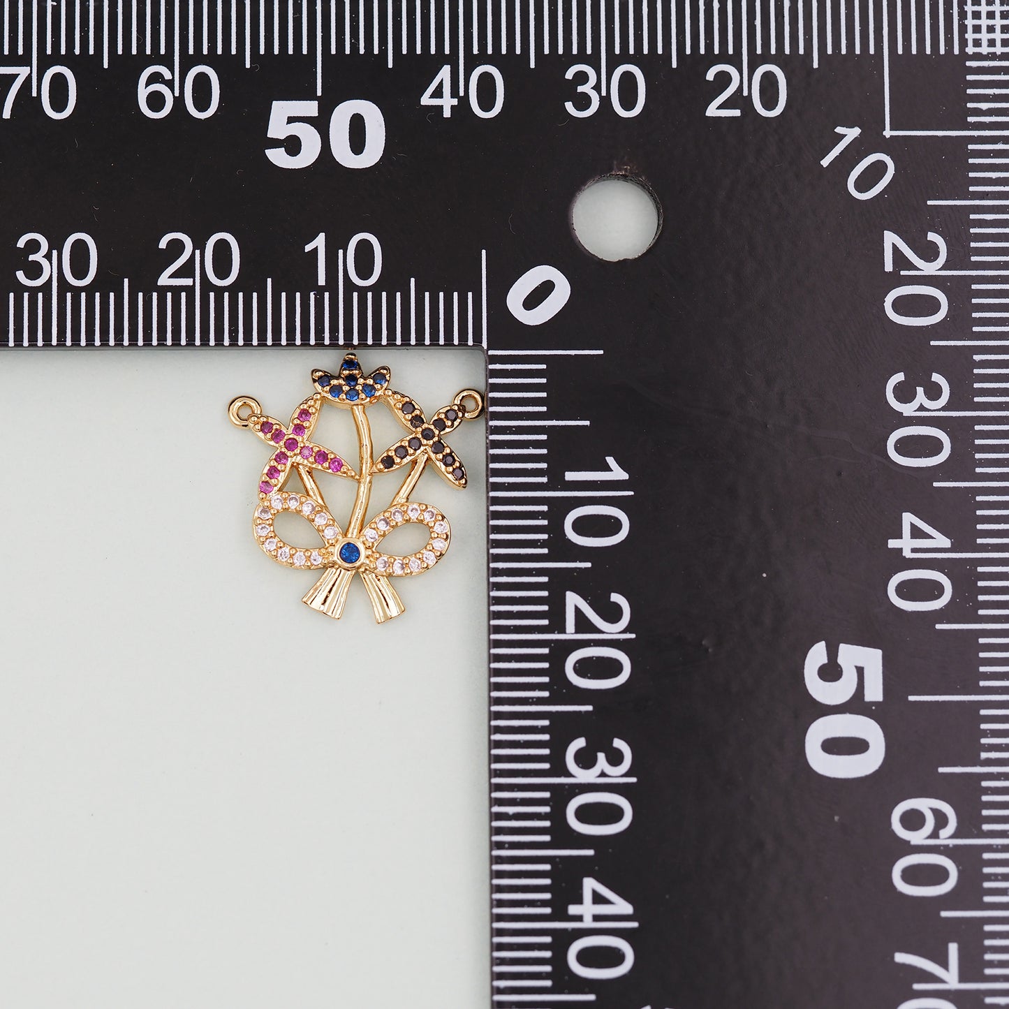 Gold Bow Charms,18K Gold Filled CZ Bow Pendant,Silver bow tie Charm Bracelet Necklace for DIY Jewelry Making Supply