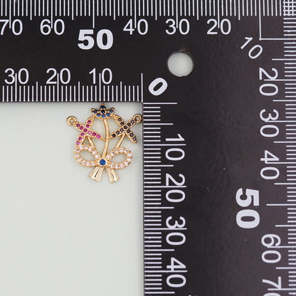 Gold Bow Charms,18K Gold Filled CZ Bow Pendant,Silver bow tie Charm Bracelet Necklace for DIY Jewelry Making Supply