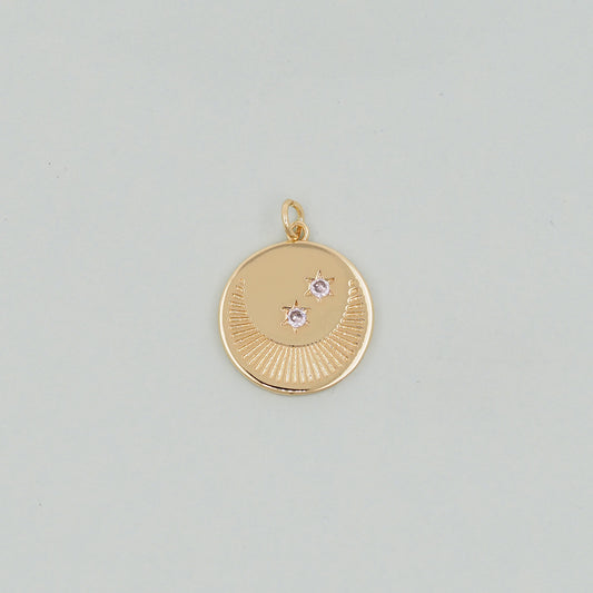 Gold Moon Star Charms,18K Gold Filled CZ Moon Pendant,Celestial Charm Bracelet Necklace for DIY Jewelry Making Supply