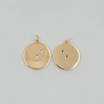 Gold Moon Star Charms,18K Gold Filled CZ Moon Pendant,Celestial Charm Bracelet Necklace for DIY Jewelry Making Supply