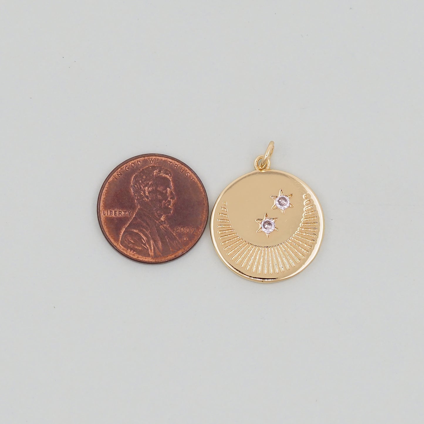 Gold Moon Star Charms,18K Gold Filled CZ Moon Pendant,Celestial Charm Bracelet Necklace for DIY Jewelry Making Supply