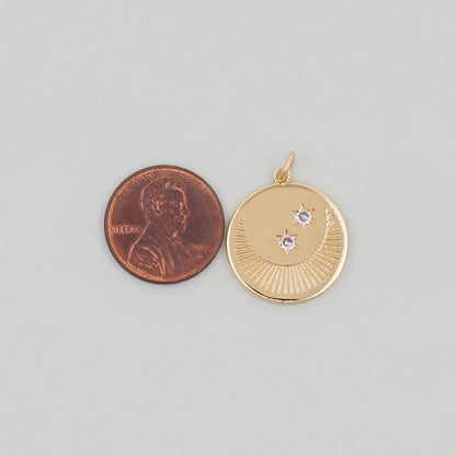 Gold Moon Star Charms,18K Gold Filled CZ Moon Pendant,Celestial Charm Bracelet Necklace for DIY Jewelry Making Supply