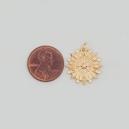 Gold Compass Charms,18K Gold Filled Starburst Pendant,North Star Charm Bracelet Necklace for DIY Jewelry Making Supply