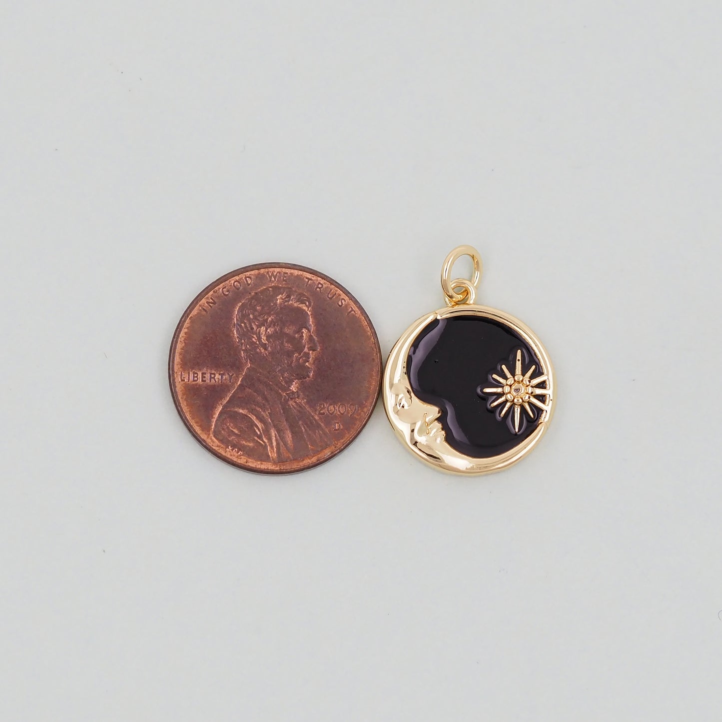 Gold Round Moon Star Charms,18K Gold Filled CZ Enamel Moon Pendant,Celestial Charm Bracelet Necklace for DIY Jewelry Making Supply