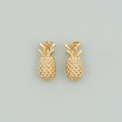 Gold Pineapple Charms,18K Gold Filled Summer Pineapple Pendant,Fruit Charm Bracelet Necklace for DIY Jewelry Making Supply