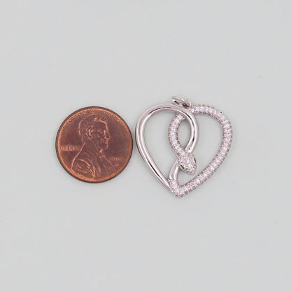 Gold Heart Snake charms,18K Gold Filled CZ Snake Pendant,Silver Snake Charms Bracelet Necklace for DIY Jewelry Making Supply