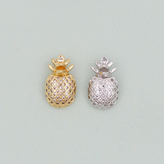 Gold Pineapple Charms,18K Gold Filled Summer Pineapple Pendant,Fruit Charm Bracelet Necklace for DIY Jewelry Making Supply