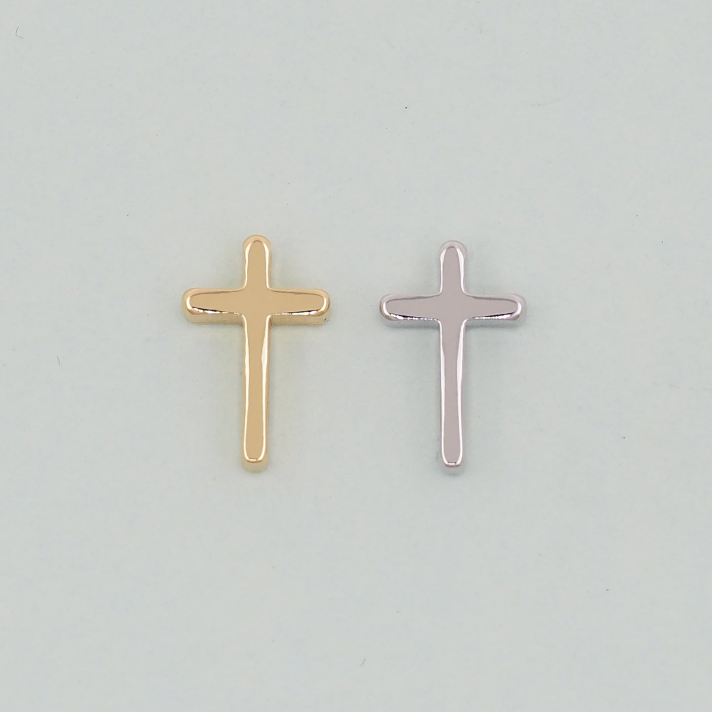Gold Cross Charms,18K Gold Filled Cross Pendant,Silver Religious Charm Bracelet Necklace for DIY Jewelry Making Supply