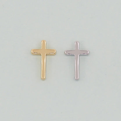 Gold Cross Charms,18K Gold Filled Cross Pendant,Silver Religious Charm Bracelet Necklace for DIY Jewelry Making Supply