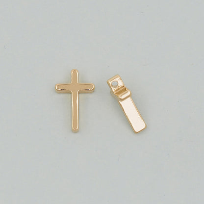 Gold Cross Charms,18K Gold Filled Cross Pendant,Silver Religious Charm Bracelet Necklace for DIY Jewelry Making Supply