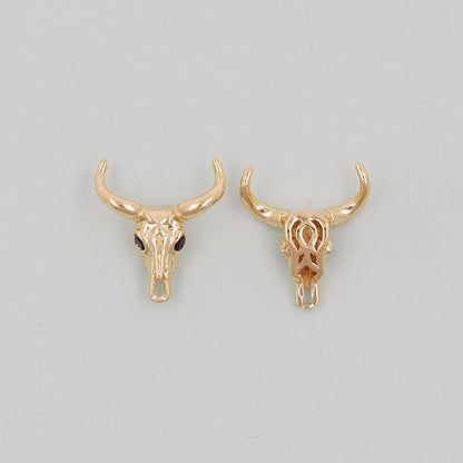 Gold Bull Head Charms,18K Gold Filled bull head Pendant,Silver bull head Charm Bracelet Necklace for DIY Jewelry Making Supply