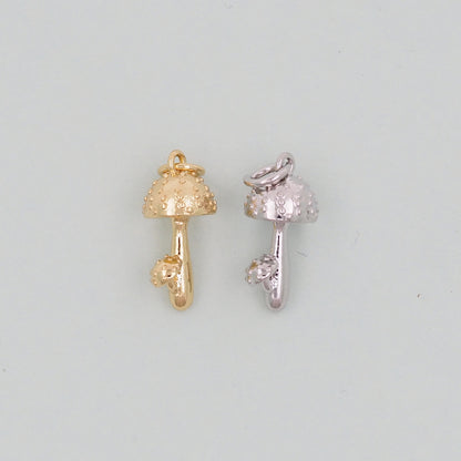 Gold mushroom Charms,18K Gold Filled mushroom Pendant,Silver mushroom Charm Bracelet Necklace for DIY Jewelry Making Supply