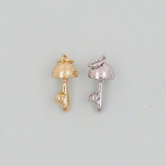 Gold mushroom Charms,18K Gold Filled mushroom Pendant,Silver mushroom Charm Bracelet Necklace for DIY Jewelry Making Supply