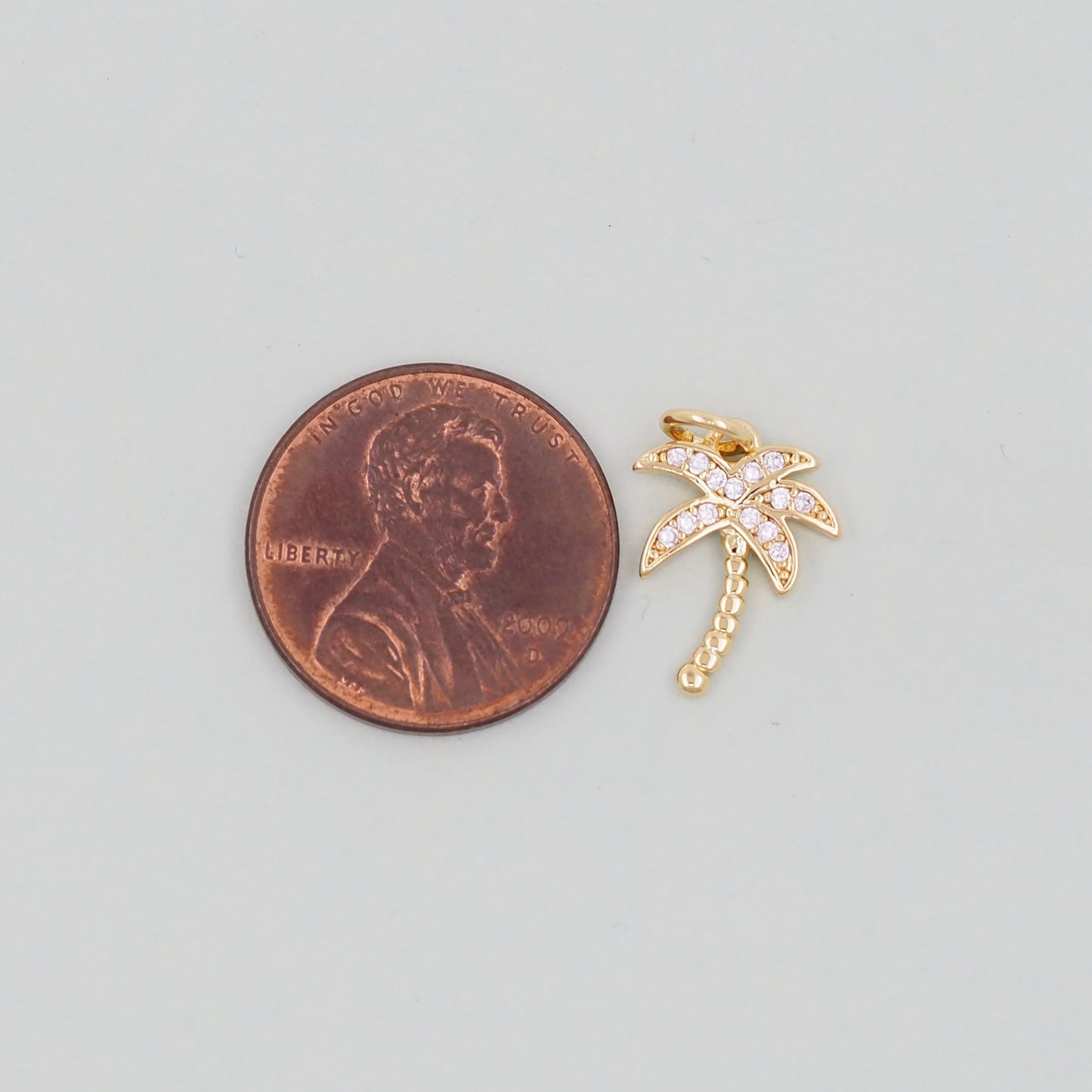 Gold Palm Tree Charms,18K Gold Filled Palm tree Pendant,CZ Micro Pave Silver Palm tree Charm Bracelet Necklace for DIY Jewelry Making Supply