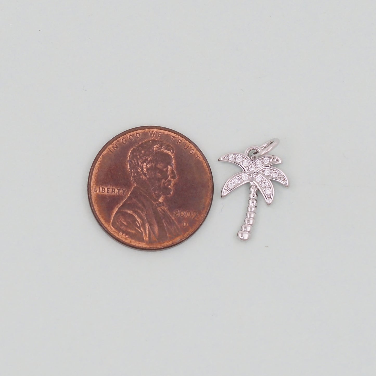 Gold Palm Tree Charms,18K Gold Filled Palm tree Pendant,CZ Micro Pave Silver Palm tree Charm Bracelet Necklace for DIY Jewelry Making Supply