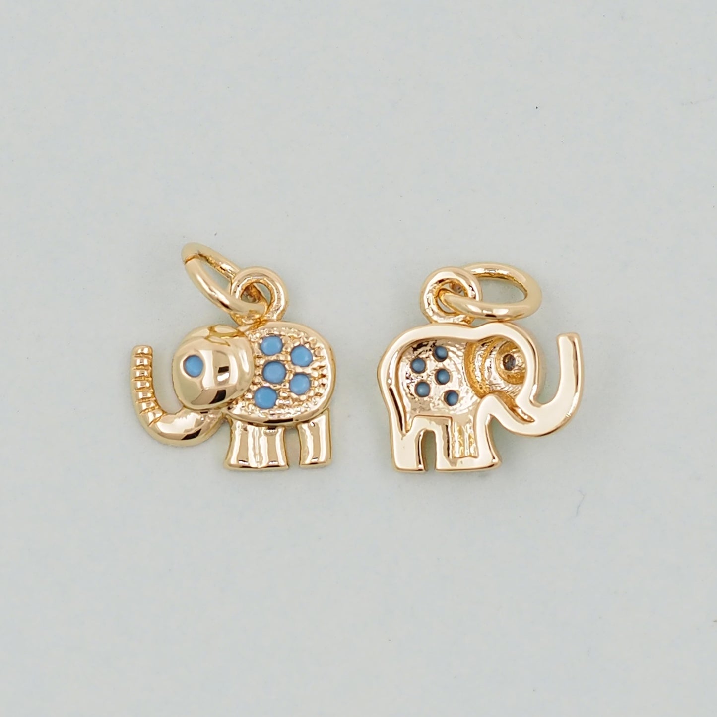 Gold Tiny Elephant Charms,18K Gold Filled CZ Elephant Pendant,Elephant Charm Bracelet Necklace for DIY Jewelry Making Supply