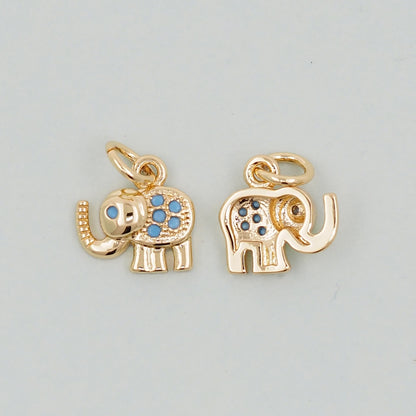 Gold Tiny Elephant Charms,18K Gold Filled CZ Elephant Pendant,Elephant Charm Bracelet Necklace for DIY Jewelry Making Supply