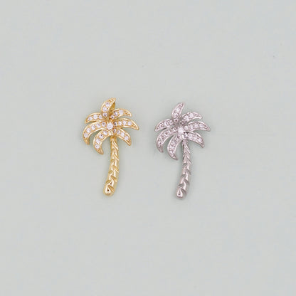 Gold Palm Tree Charms,18K Gold Filled Palm tree Pendant,Silver coconut tree Charm Bracelet Necklace for DIY Jewelry Making Supply