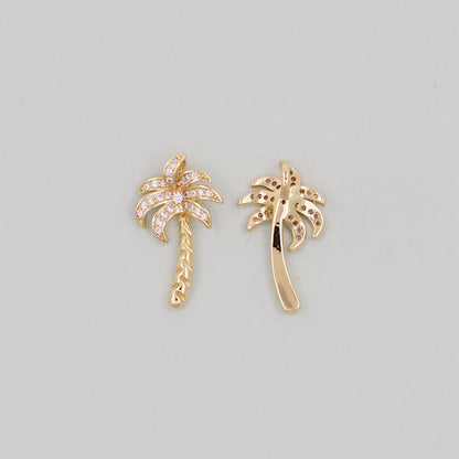 Gold Palm Tree Charms,18K Gold Filled Palm tree Pendant,Silver coconut tree Charm Bracelet Necklace for DIY Jewelry Making Supply