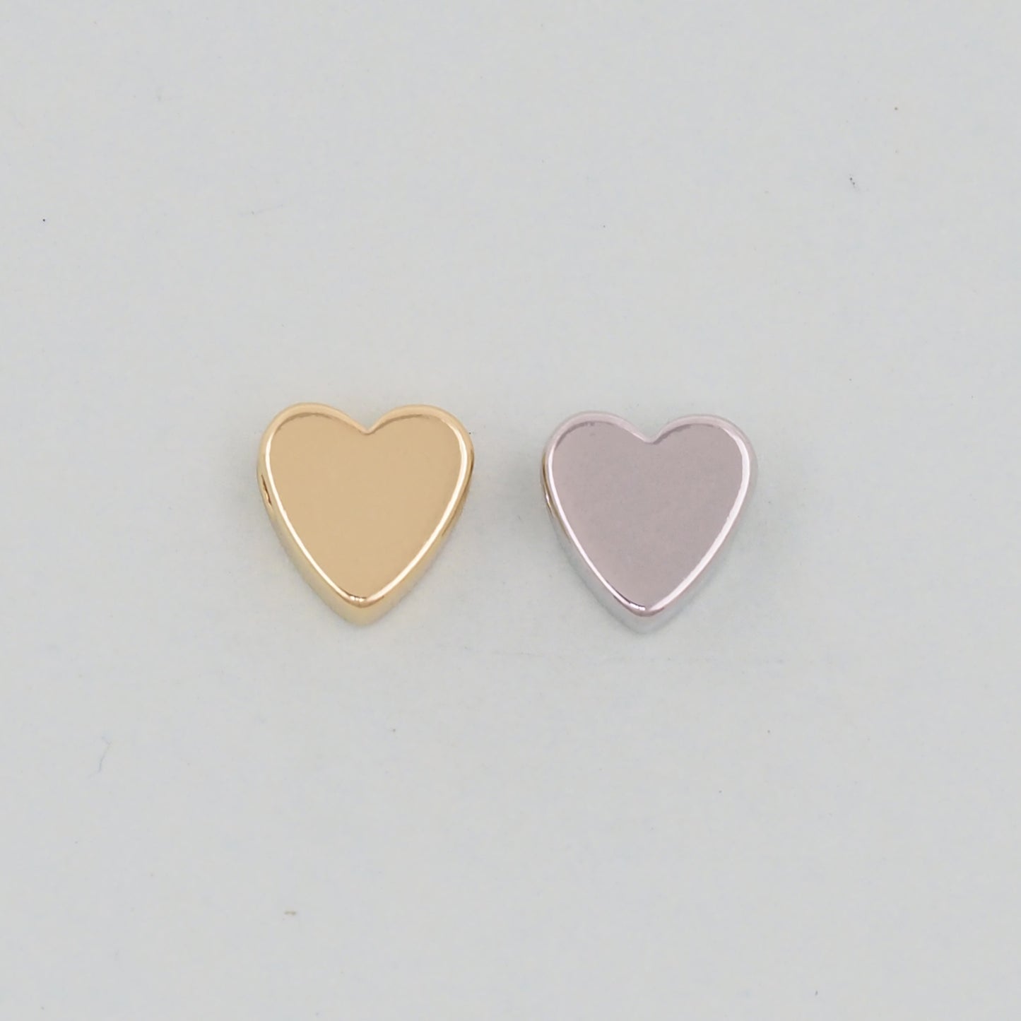 Gold Heart Beads Charms,18K Gold Filled Heart Bracelet Necklace for DIY Jewelry Making Supply hole 2mm