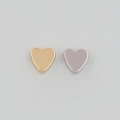 Gold Heart Beads Charms,18K Gold Filled Heart Bracelet Necklace for DIY Jewelry Making Supply hole 2mm