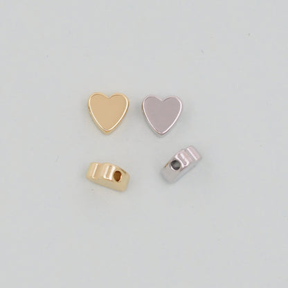 Gold Heart Beads Charms,18K Gold Filled Heart Bracelet Necklace for DIY Jewelry Making Supply hole 2mm